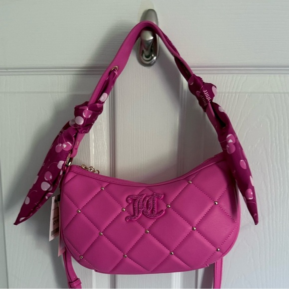 NWT Juicy Couture Pink/Raspberry “Holding The Line Coho” Quilted Shoulder Bag - Picture 1 of 9